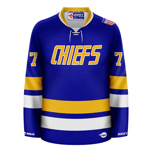 Charlestown Chiefs Reggie Dunlop Home Hockey Jersey